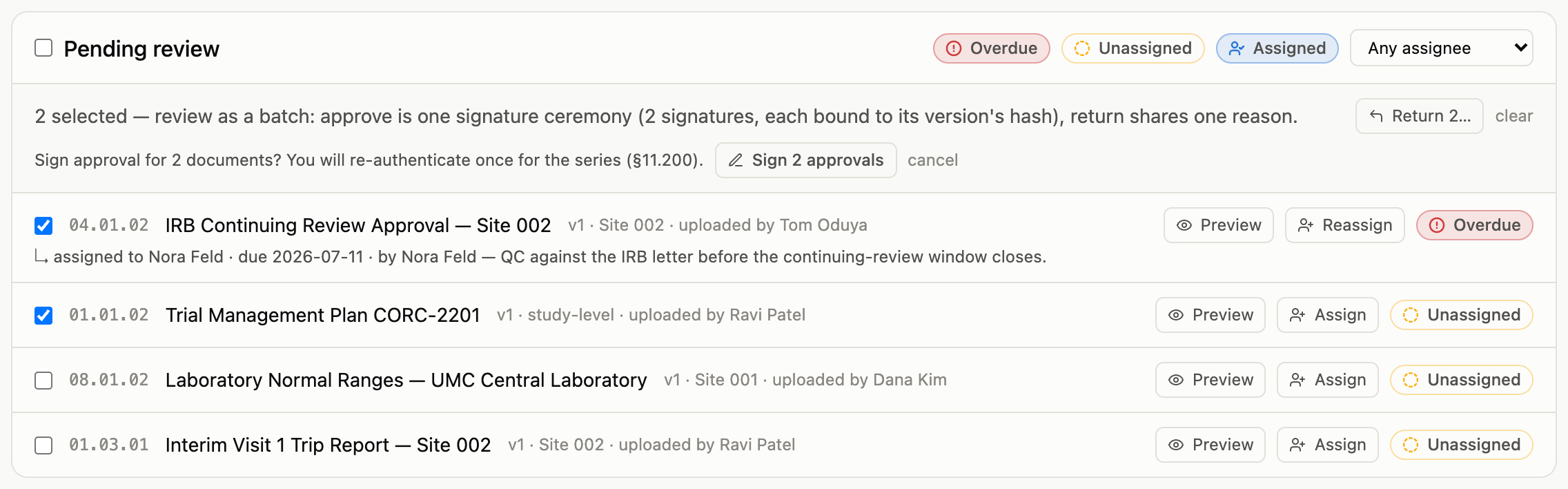 The queue with a selection and the series-signing confirmation open